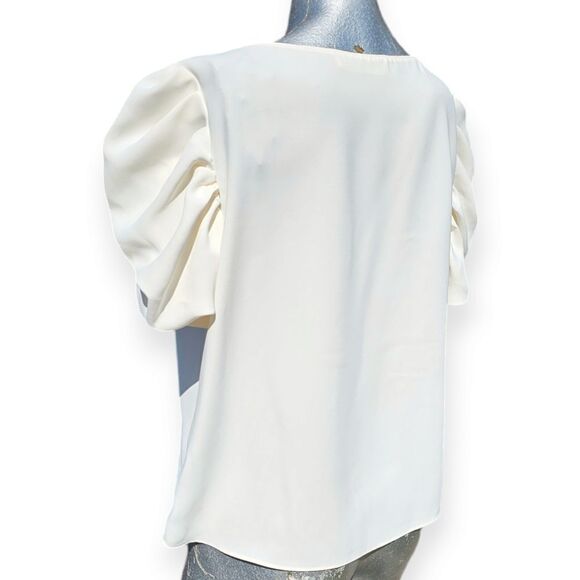 Amanda Uprichard Merris Top Ivory White Puff Sleeve Revolve Large - Picture 4 of 13